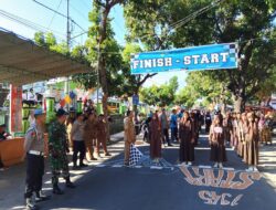 Personel Polsek Bayan Laksanakan Pengamanan Gerak Jalan Tingkat SMP se-Kecamatan Bayan